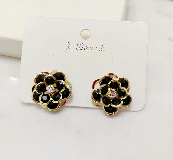 Vintage Crystal Golden Blossom Earrings