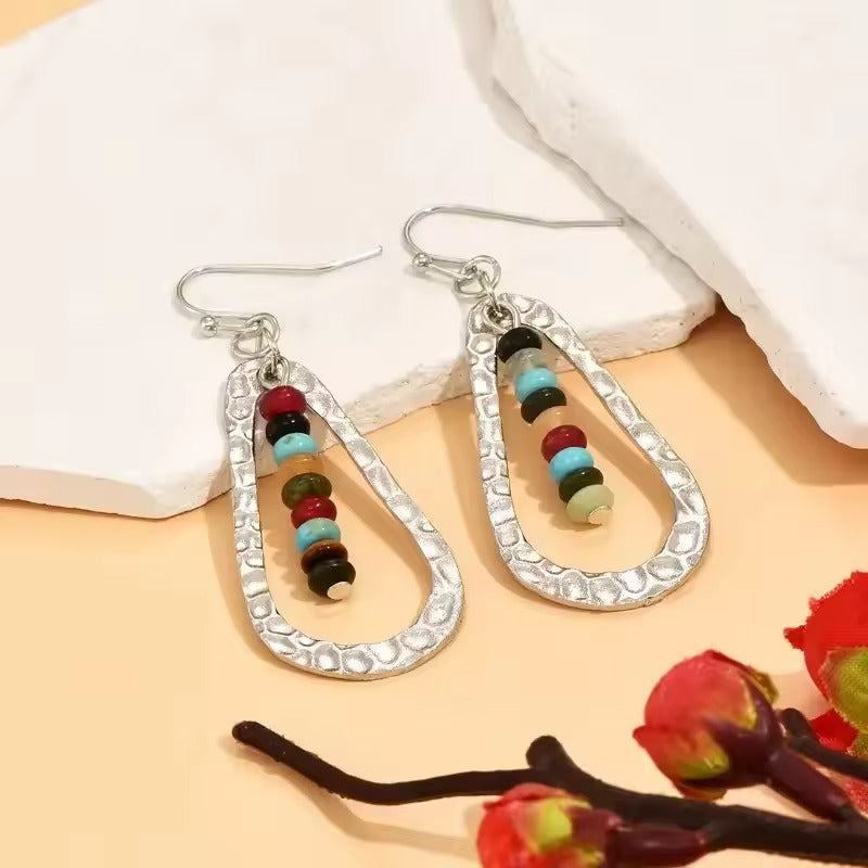 Vintage Handpainted Stones Earrings