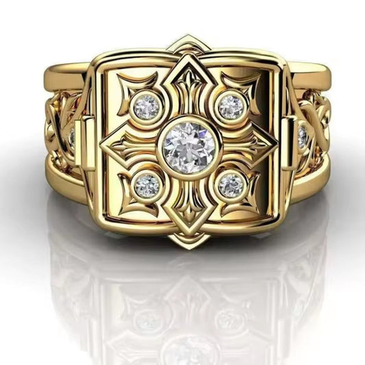 Vintage Inlaid Pearl Square Ring